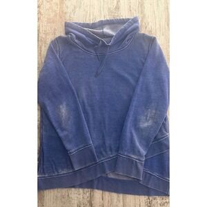 Calvin Klein Performance Blue Waffle Knit Cowl Neck Hoodie XL Distressed Vintage